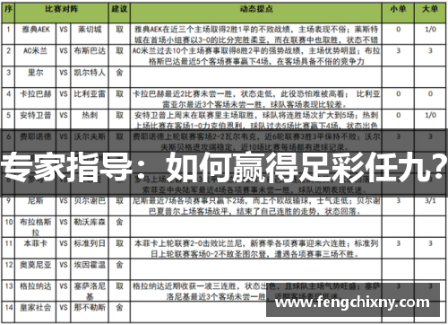 专家指导：如何赢得足彩任九？